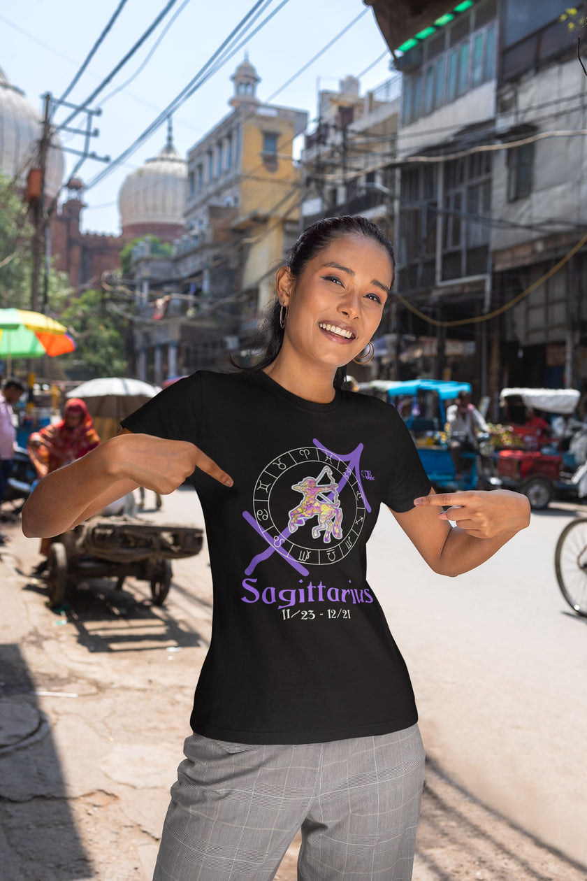 Sagittarius Astrology Horoscope Female Design By JB Rae T-Shirt Showfor Inc.