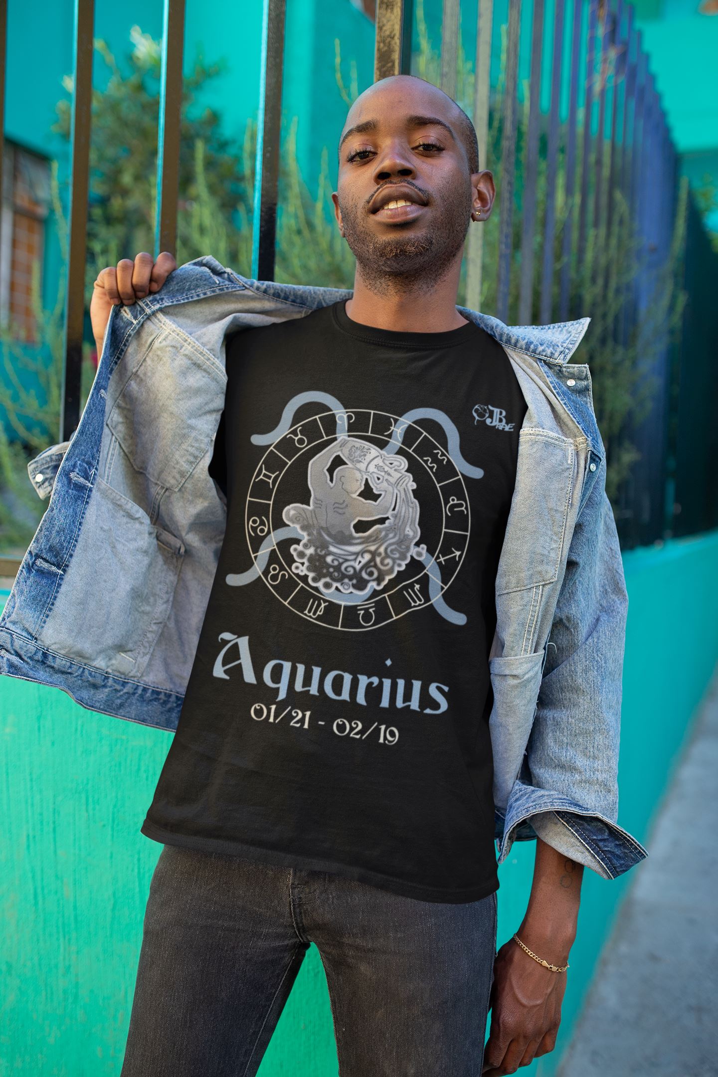 Aquarius Astrology Horoscope Male Design by JB Rae T-Shirt Showfor Inc. 