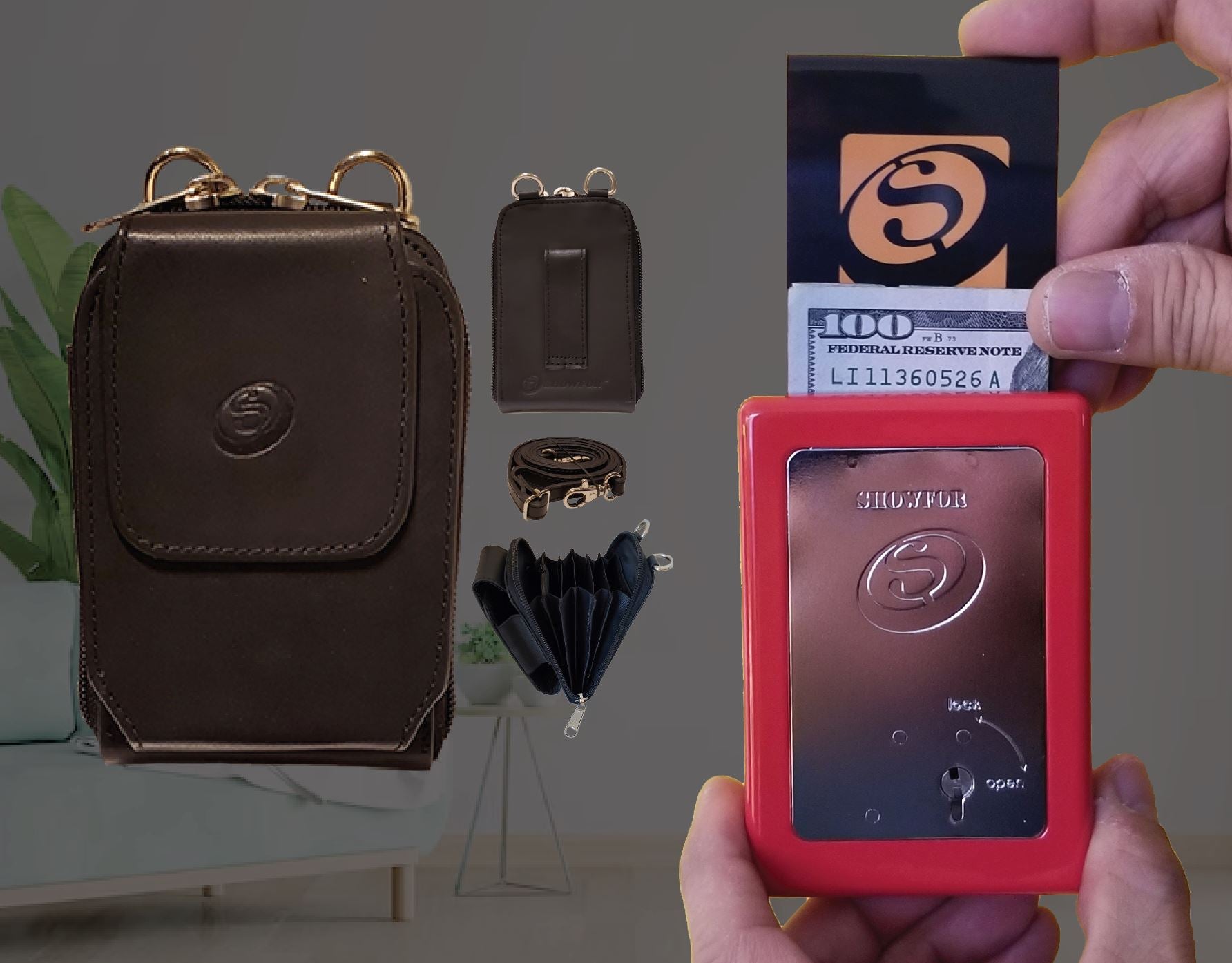 Showfor Red Winners Bank with Black Leather Case Bundle: Unleash Your Winning Style