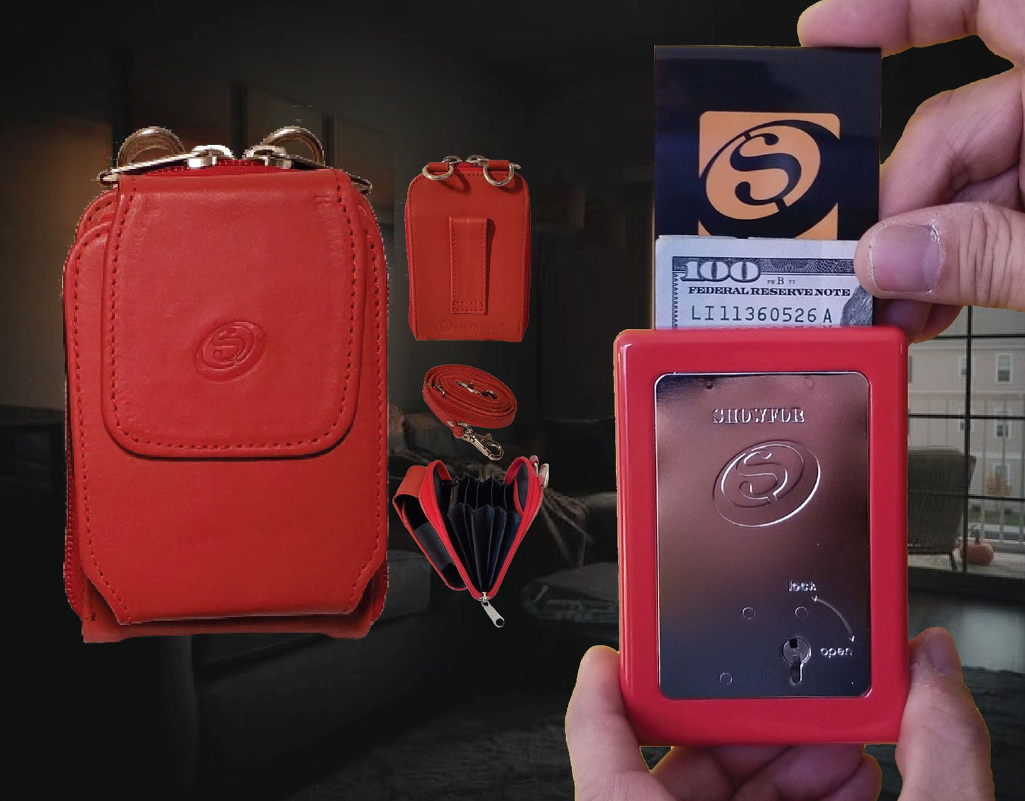 Showfor Red Winners Bank with Red Leather Case Bundle: Your Casino Essential Bundle Showfor Inc. 