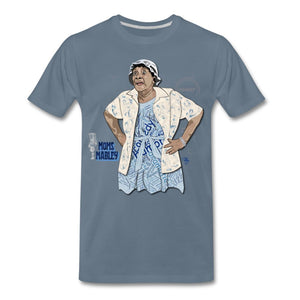 Comedian - Moms Mabley T-shirt Design by JB Rae Men's Premium T-Shirt | Spreadshirt 812 Showfor Inc. steel blue S 