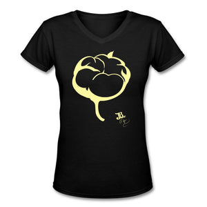 Cotton Is Forever T-shirt Design by JB Rae Women's V-Neck T-Shirt Showfor Inc. black S 