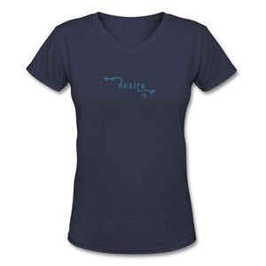 Desire 2 T-shirt Design by JB Rae Women's V-Neck T-Shirt | LAT 3507 Showfor Inc. navy S 