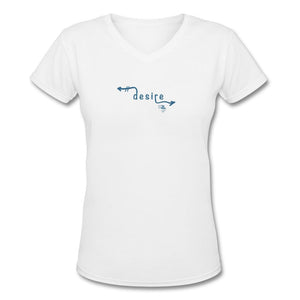 Desire 2 T-shirt Design by JB Rae Women's V-Neck T-Shirt | LAT 3507 Showfor Inc. white S 