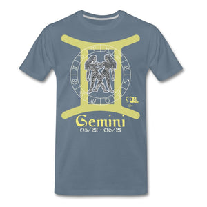 Horoscope - Gemini Men's Premium T-Shirt | Spreadshirt 812 Showfor Inc. steel blue S 