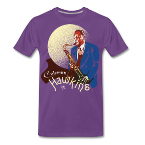 JAZZ - COLEMAN HAWKINS - T-shirt Design by JB Rae Men's Premium T-Shirt Showfor Inc. purple S 
