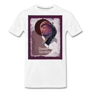 JAZZ - DEXTER GORDON - T-shirt Design by JB Rae Men's Premium T-Shirt Showfor Inc. white S 