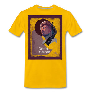 JAZZ - DEXTER GORDON - T-shirt Design by JB Rae Men's Premium T-Shirt Showfor Inc. sun yellow S 