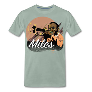 JAZZ - MILES DAVIS - T-shirt Design by JB Rae Men's Premium T-Shirt Showfor Inc. steel green S 