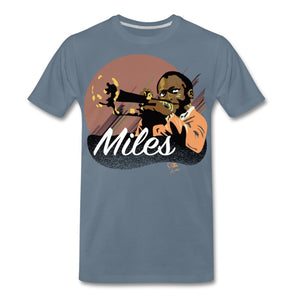 JAZZ - MILES DAVIS - T-shirt Design by JB Rae Men's Premium T-Shirt Showfor Inc. steel blue S 