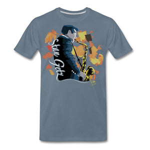 JAZZ - STAN GETZ - T-shirt Design by JB Rae Men's Premium T-Shirt Showfor Inc. steel blue S 