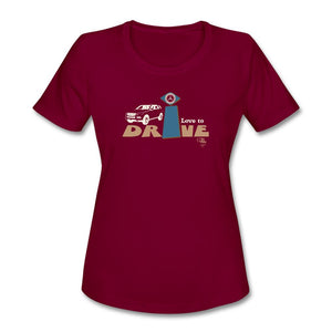 Love To Drive Women's Moisture Wicking Performance T-Shirt | SanMar LST350 Showfor Inc. burgundy S 