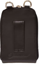 Switch Back view of closed Showfor Winners Bank Black Leather Case featuring a belt loop for easy attachment. 2 image