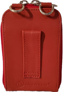 Changer Back view of closed Showfor Winners Bank Red Leather Case featuring a belt loop for easy attachment. 2 image