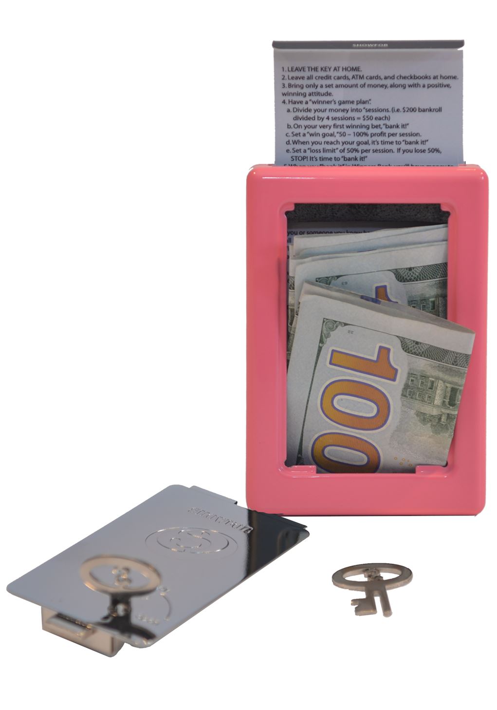 Showfor Winners Bank, Pink, Pocket-sized bank perfect for Blackjack Players, Slot Players, and all gambling and betting.