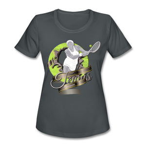 Tennis - Awesome - T-shirt Design by JB Rae Women's Moisture Wicking Performance T-Shirt Showfor Inc. charcoal S 