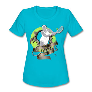 Tennis - Awesome - T-shirt Design by JB Rae Women's Moisture Wicking Performance T-Shirt Showfor Inc. turquoise S 