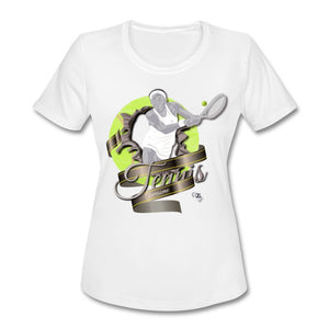 Tennis - Awesome - T-shirt Design by JB Rae Women's Moisture Wicking Performance T-Shirt Showfor Inc. white S 