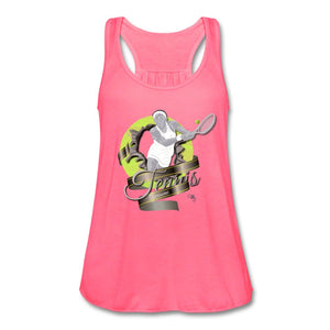 Tennis - Awesome - T-shirt Design by JB Rae Women's Flowy Tank Top by Bella Showfor Inc. neon pink XS 