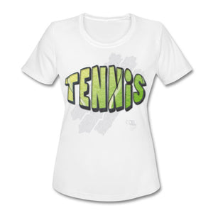 Tennis - Eight - T-shirt Design by JB Rae Women's Moisture Wicking Performance T-Shirt | SanMar LST350 Showfor Inc. white S 