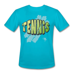 Tennis - Eight - T-shirt Design by JB Rae Men’s Moisture Wicking Performance T-Shirt | Sport-Tek ST350 Showfor Inc. turquoise S 