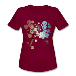 Tennis - Eighteen - T-shirt Design by JB Rae Women's Moisture Wicking Performance T-Shirt | SanMar LST350 Showfor Inc. burgundy S 