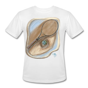Tennis - Eleven - A Painting - T-shirt Design by JB Rae Men’s Moisture Wicking Performance T-Shirt | Sport-Tek ST350 Showfor Inc. white S 