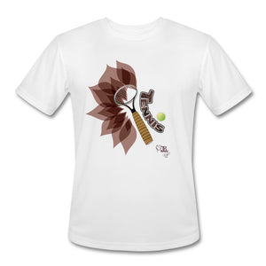 Tennis - Fifteen - T-shirt Design by JB Rae Men’s Moisture Wicking Performance T-Shirt | Sport-Tek ST350 Showfor Inc. white S 