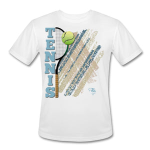 Tennis - Five - T-shirt Design by JB Rae Men’s Moisture Wicking Performance T-Shirt | Sport-Tek ST350 Showfor Inc. white S 
