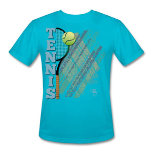 Tennis - Five - T-shirt Design by JB Rae Men’s Moisture Wicking Performance T-Shirt | Sport-Tek ST350 Showfor Inc. turquoise S 