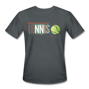 Tennis - Four - T-shirt Design by JB Rae Men’s Moisture Wicking Performance T-Shirt | Sport-Tek ST350 Showfor Inc. charcoal S 