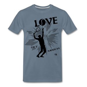 Tennis - Love - T-shirt Design by JB Rae Men's Premium T-Shirt Showfor Inc. steel blue S 