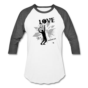 Tennis - Love - T-shirt Design by JB Rae Baseball T-Shirt Showfor Inc. white/charcoal S 