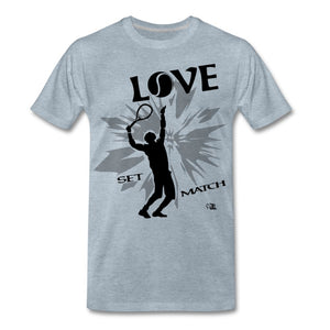 Tennis - Love - T-shirt Design by JB Rae Men's Premium T-Shirt Showfor Inc. heather ice blue S 