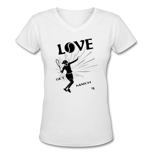 Tennis - Love - T-shirt Design by JB Rae Women's V-Neck T-Shirt Showfor Inc. white S 