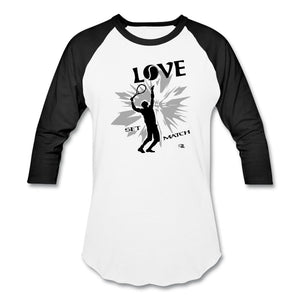 Tennis - Love - T-shirt Design by JB Rae Baseball T-Shirt Showfor Inc. white/black S 