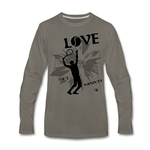 Tennis - Love - T-shirt Design by JB Rae Men's Premium Long Sleeve T-Shirt Showfor Inc. asphalt gray S 