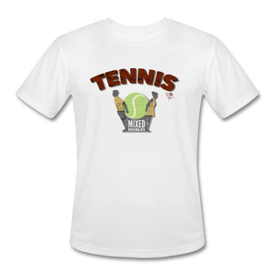 Tennis - Mixed Doubles - T-shirt Design by JB Rae Men’s Moisture Wicking Performance T-Shirt | Sport-Tek ST350 Showfor Inc. white S 