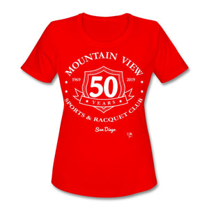 TENNIS - MVSRC ONE - T-shirt Design by JB Rae Women's Moisture Wicking Performance T-Shirt Showfor Inc. red S 