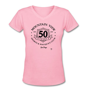 Tennis - MVSRC One - T-shirt Design by JB Rae Women's V-Neck T-Shirt Showfor Inc. pink S 