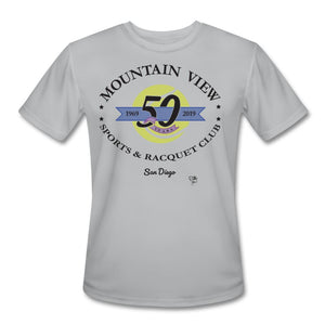 Tennis - MVSRC Two - T-shirt Design by JB Rae Men’s Moisture Wicking Performance T-Shirt Showfor Inc. silver S 