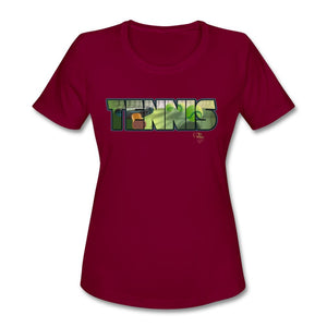 Tennis - One - T-shirt Design by JB Rae Women's Moisture Wicking Performance T-Shirt | SanMar LST350 Showfor Inc. burgundy S 