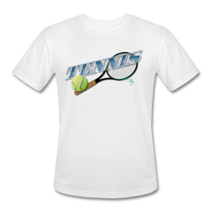 Tennis - Seven- T-shirt Design by JB Rae Men’s Moisture Wicking Performance T-Shirt | Sport-Tek ST350 Showfor Inc. white S 