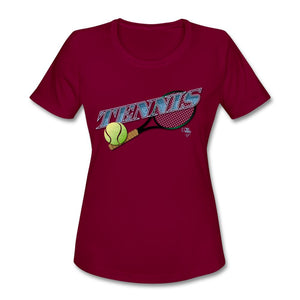 Tennis - Seven - T-shirt Design by JB Rae Women's Moisture Wicking Performance T-Shirt | SanMar LST350 Showfor Inc. burgundy S 