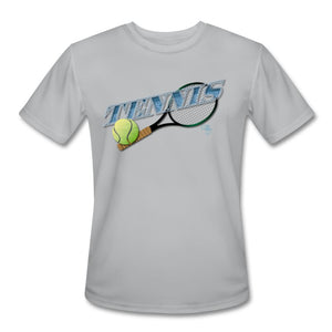 Tennis - Seven- T-shirt Design by JB Rae Men’s Moisture Wicking Performance T-Shirt | Sport-Tek ST350 Showfor Inc. silver S 