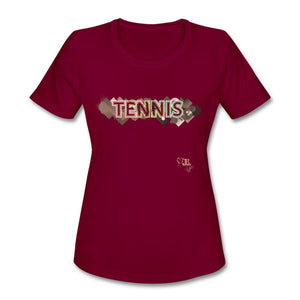 Tennis - Seventeen - T-shirt Design by JB Rae Women's Moisture Wicking Performance T-Shirt | SanMar LST350 Showfor Inc. burgundy S 