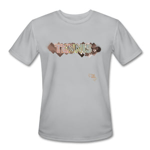 Tennis - Seventeen - T-shirt Design by JB Rae Men’s Moisture Wicking Performance T-Shirt | Sport-Tek ST350 Showfor Inc. silver S 
