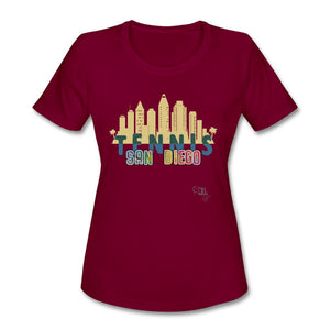 Tennis - Sixteen - T-shirt Design by JB Rae Women's Moisture Wicking Performance T-Shirt | SanMar LST350 Showfor Inc. burgundy S 