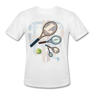 Tennis - Ten - T-shirt Design by JB Rae Men’s Moisture Wicking Performance T-Shirt | Sport-Tek ST350 Showfor Inc. white S 