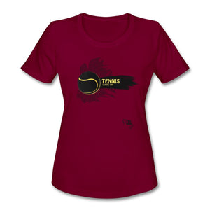 Tennis - Thirteen - T-shirt Design by JB Rae Women's Moisture Wicking Performance T-Shirt | SanMar LST350 Showfor Inc. burgundy S 